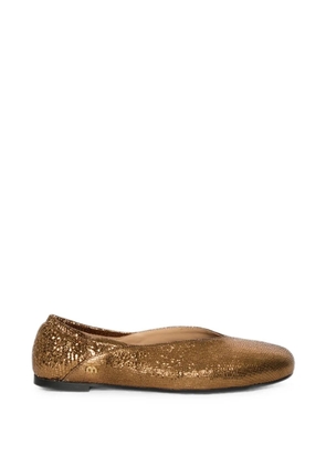 MOMONÌ laminated-effect leather ballet flats - Gold