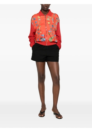 Versace jewellery-print pleated-sleeve cardigan - Red