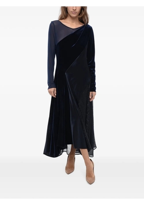 Talbot Runhof satin velvet maxi dress - Blue