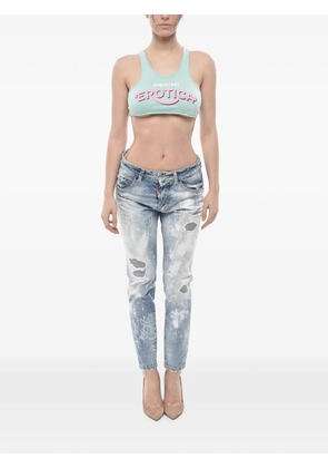 DSQUARED2 logo-detail cropped top - Blue