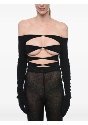 Mônot cut-out off-shoulder glove top - Black