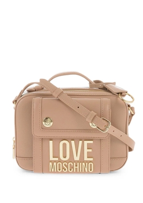 Moschino logo-plaque shoulder bag - Neutrals