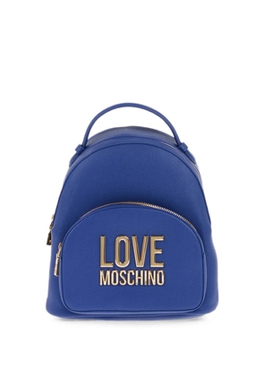 Moschino logo-plaque grained-effect backpack - Blue