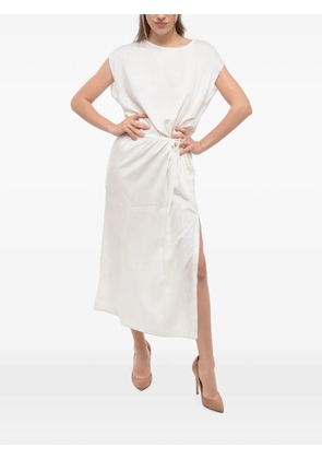 Woolrich drawstring-waist sleeveless midi dress - White