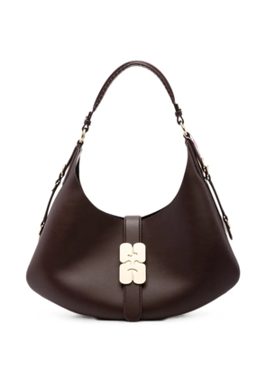 GANNI Butterfly logo-plaque shoulder bag - Brown