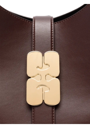 GANNI Butterfly logo-plaque shoulder bag - Brown