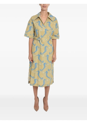 SAMSOE SAMSOE Malena seahorse-print midi shirt dress - Neutrals