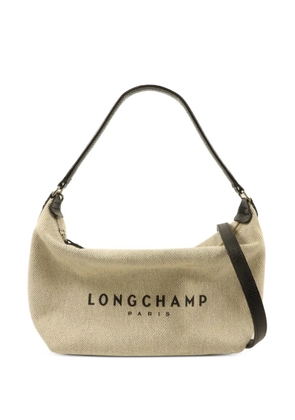 Longchamp logo-print canvas shoulder bag - Neutrals