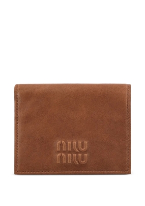 Miu Miu logo-embossed leather wallet - Brown
