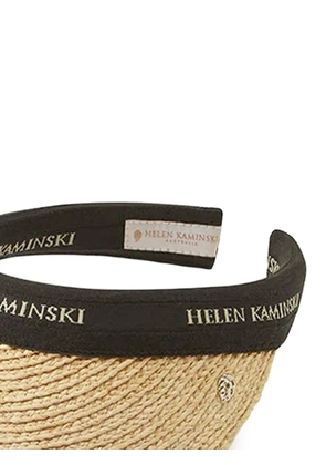 Helen Kaminski logo-embroidered raffia visor - Neutrals