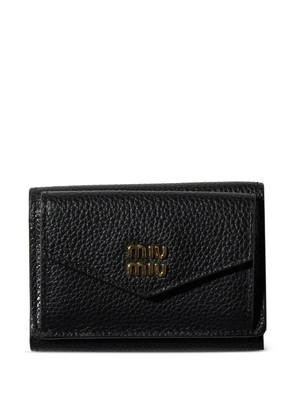 Miu Miu small logo-plaque leather wallet - Black