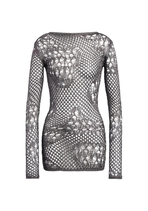 DONDUP distressed open-knit mini dress - Grey