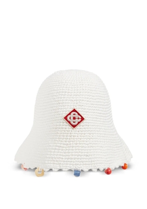 Casablanca crocheted logo-appliqué bucket hat - White