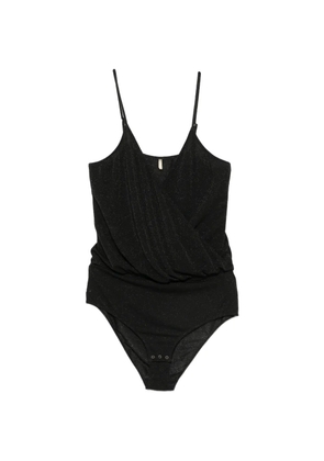 MOMONÌ glitter-effect wrap-style bodysuit - Black