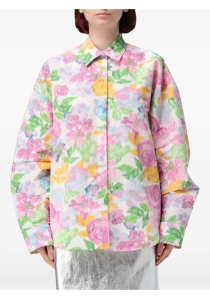 MSGM floral-print cotton shirt - White