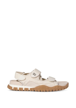 Miu Miu Tyre touch-strap suede sandals - Neutrals