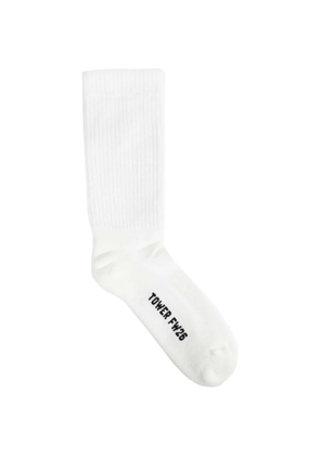 Rick Owens Tower Glitter ribbed-knit cotton socks - White