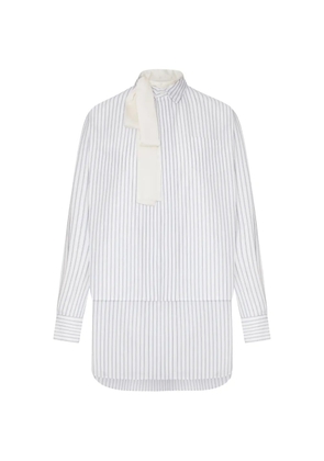 sacai mini striped tie-neck dress - White