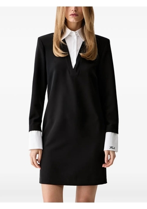 Karl Lagerfeld contrast-collar V-neck mini dress - Black