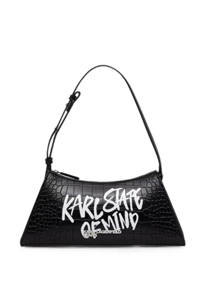 Karl Lagerfeld Jeans croc-effect logo-print shoulder bag - Black