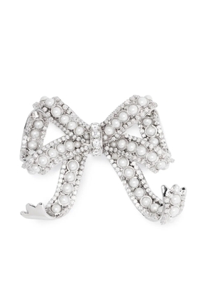Self-Portrait crystal-embellished bow brooch - Silver