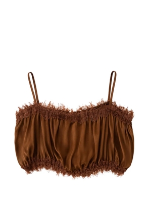 Gold Hawk lace-trim ruffled camisole top - Brown