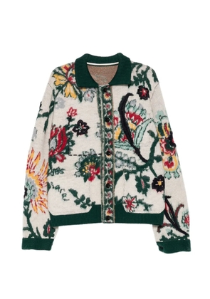 sacai wool jacquarded cardigan - Neutrals