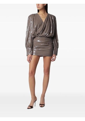 ROTATE BIRGER CHRISTENSEN sequin-embellished ruched mini dress - Brown