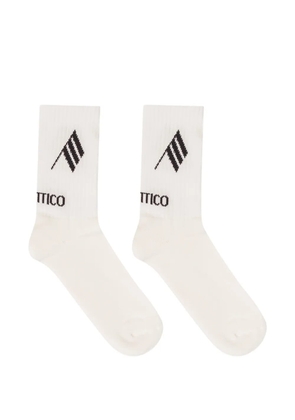 The Attico logo-detail ribbed-knit socks - Neutrals