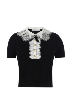 Self-Portrait lace-collar knitted top - Black