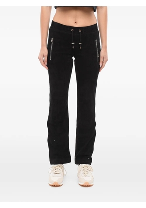 Philipp Plein crystal-embellished suede trousers - Black