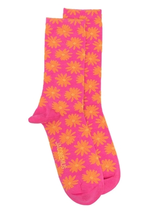 Jacquemus floral intarsia-knit socks - Pink