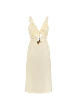CAYET Helena bead-embellished cut-out midi dress - Neutrals