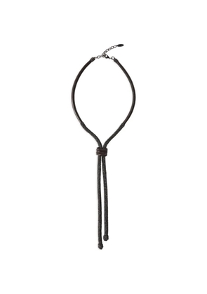 Brunello Cucinelli precious leather bolo tie - Silver