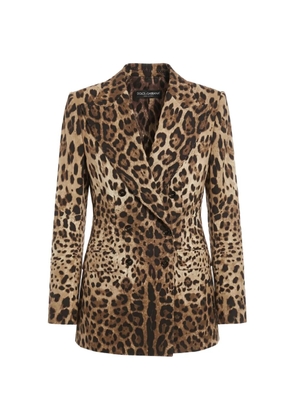 Dolce & Gabbana leopard-print double-breasted blazer - Neutrals