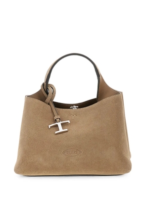 Tod's T Timeless calf suede clutch bag - Neutrals