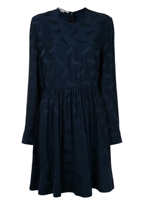 Stella McCartney horse print pleated mini dress - Blue
