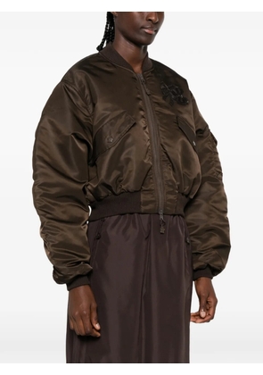 Cecilie Bahnsen ruched-sleeve cropped bomber jacket - Brown