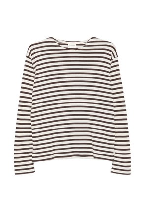 Closed horizontal-stripe long-sleeve T-shirt - Brown