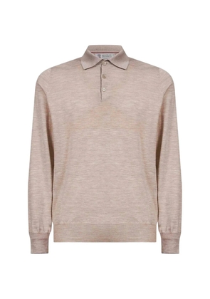 Brunello Cucinelli long-sleeve cotton polo shirt - Neutrals