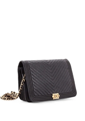 CHANEL Pre-Owned Boy Wallet on Chain Chevron Caviar Mini crossbody bag - Black