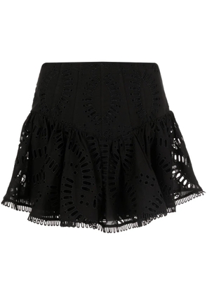 Charo Ruiz Ibiza Favik embroidered peplum miniskirt - Black