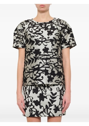 Lanvin abstract-print short-sleeve top - Neutrals