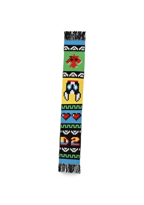DSQUARED2 Gaming logo-jacquard fringed scarf - Blue
