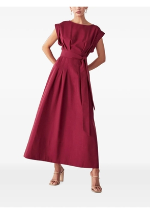 WILLA Lecia belted pleated midi dress - Red