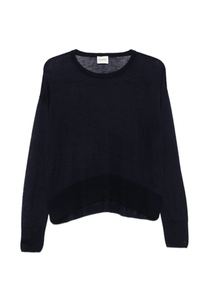 Closed fine-knit drop-shoulder sweater - Blue