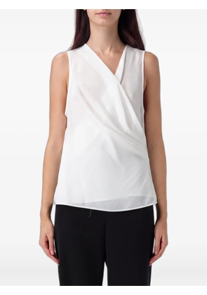Emporio Armani crossover-neck sleeveless blouse - White