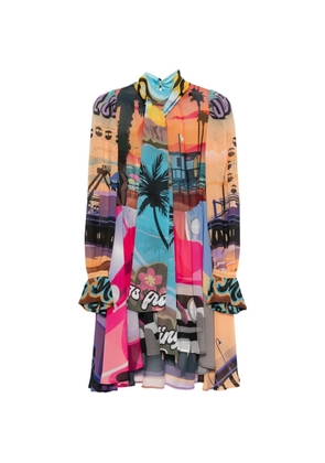 Marco Bologna graphic-print pussy-bow mini dress - Orange