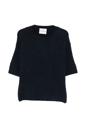 Closed short-sleeve crew-neck sweater - Blue