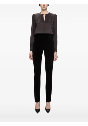 NISSA satin viscose V-neck top - Black